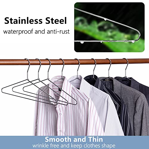 Amber Home Heavy Duty Metal Shirt Coat Hangers 30 Pack, Stainless Steel Clothes Hanger with Polished Chrome, 17 Inch Silver Metal Wire Hanger