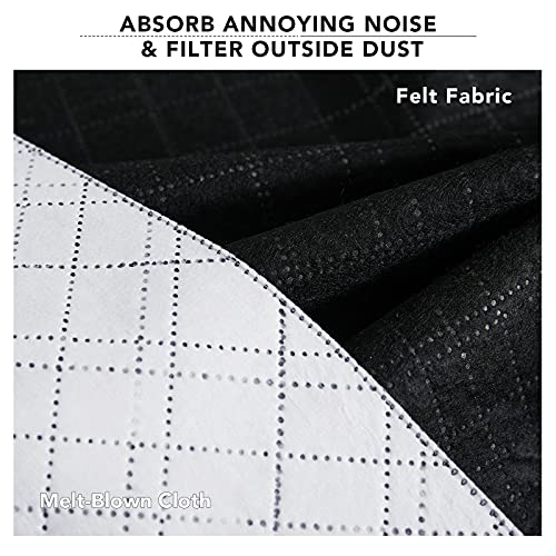 RYB HOME PM 2.5 Filter Curtains for Living Room, Noise Reduction Room Darkening Window Coverings Melt Blown Fabric Liner for Dust Sandstorms Smog Pollen Odor Filtering, Black, W52 x L84 inch, 2 Panels