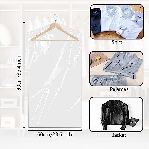 100 Pack 23.6x40inch Plastic Garment Bags, Clear Plastic Clothes Covers, Dry Cleaning Bags for Clothes, for Small Business Dry Cleaning Store, Closet Clothes Storage, Coat Suit Bag for Home