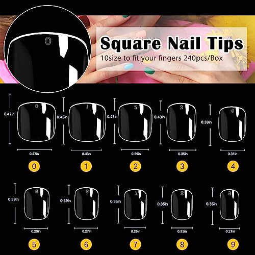 Kids Short Clear False Nails krofaue 240Pcs Full Cover Press on Nails for Little Girls Children Fake Nails Fingernail Decoration 10 Sizes Clear Soft Gel Nail Tips for Kids…