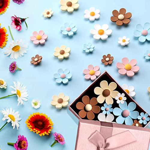 25 Pieces Flower Fridge Magnets, Mini Daisy Refrigerator Magnets Cute Magnets for Locker Whiteboards Home Office Decor