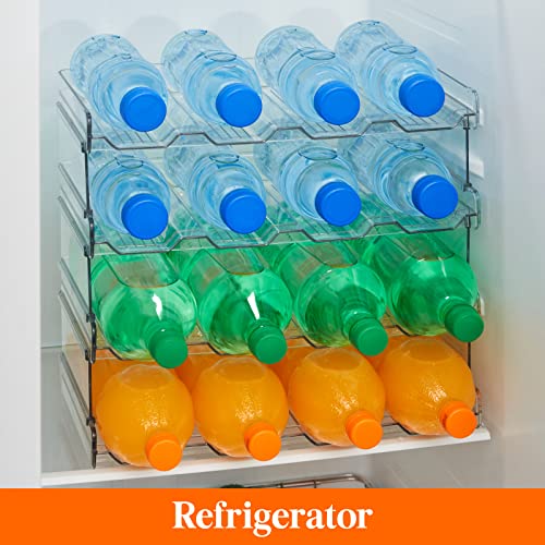 Lifewit Stackable Water Bottle Organizer for Cabinet Fridge, Water Bottle Holder, Kitchen Pantry Organization and Storage, Plastic Wine Racks, Tumbler Travel Mug Cup Holder, 4Pack, Hold 16 Bottles