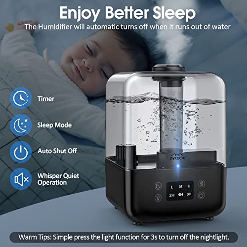 Humidifiers for Bedroom, Ultrasonic 5L Top Fill Humidifiers for Large Room Baby Home with 360° Rotation Nozzle, 3 Mist Levels, Auto Shut-Off, Timer, Essential Oil Diffuser, 30H Work Time, Super Quiet