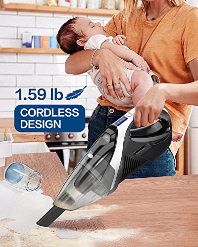 Hihhy Handheld-Vacuum Car-Vacuum Cordless-Cleaner Rechargeable - 9000Pa Powerful Portable Mini Hand Vac with LED Light, Lightweight Hand Held for Home and Car