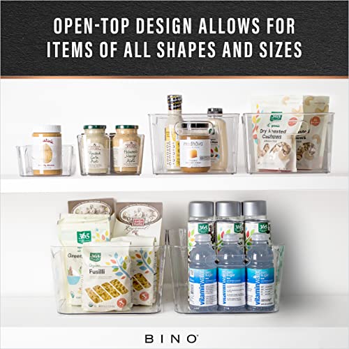 BINO | Plastic Organizer Bins, Large - 4 Pack | The SOHO Collection | Multi-Use | Pantry & Freezer Organizer Bins | Plastic Storage Containers for Home & Kitchen Org