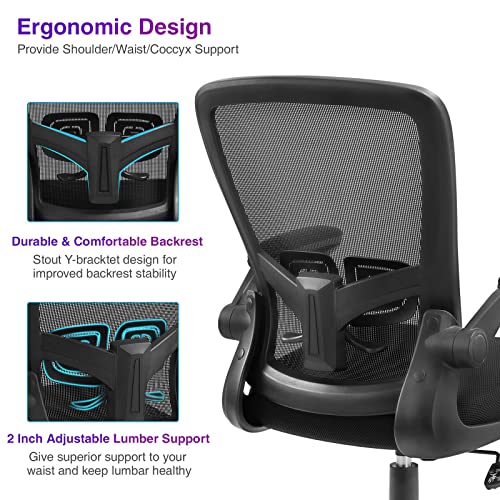 Ergonomic Desk Task Chair Clearance with Adjustable Height, Lumbar Support, High Back Mesh Computer Executive Chair with Flip up Armrests for Home Office - 300lb