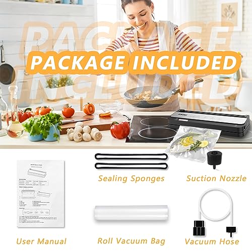 JOSOBO Dry/Moist Vacuum Sealer Machine - Built-in Cutter, with 5-in-1 Easy Options for Sous Vide and Food Storage, Complete Starter Kit - Ideal Vacuum Food Air Sealer Machine for Home Use