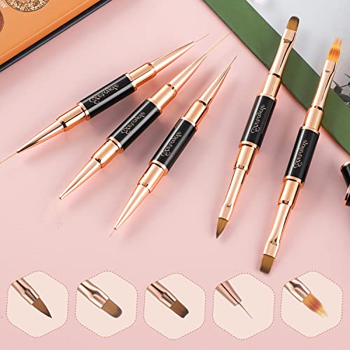 Double-Ended Acrylic Nail Art Brushes Set, Etercycle Gel Polish Nail Art Design Pen Painting Tools Nail Art Liner Brush and Nail Dotting Pen for Acrylic Application Salon at Home DIY Manicure