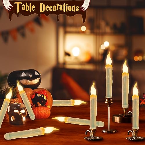 12pack Floating LED Candles with Remote Control, Indoor Halloween Decorations for Home, Battery Operated Window Tabler Candle Set for Parties, Birthdays, Weddings, and Church Supplies