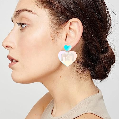 TS Lover Heart Earrings, Acrylic 1989 Earrings Eras Tour Outfits for Women Girls Music Fans, TS Heart Shaped Earrings Jewelry for Concert Outfit Gifts (Heart)