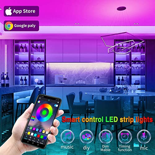 Tenmiro Led Lights for Bedroom 100ft (2 Rolls of 50ft) Music Sync Color Changing Strip Lights with Remote and App Control RGB Strip, for Room Home Party Decoration