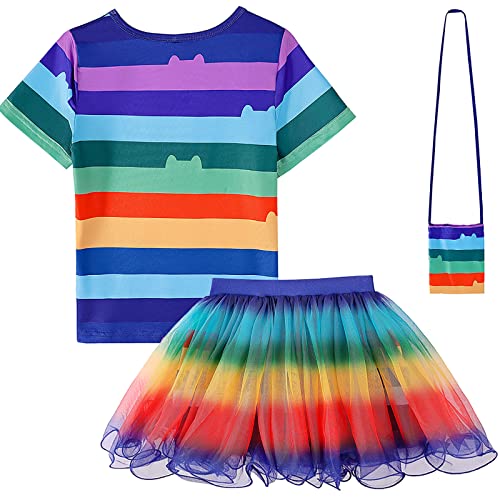 ADREIT Rainbow Tutu Dress for Girls, Birthday Girl Outfit Set Costumes with Headband and Bag Halloween Birthday Party Outfits