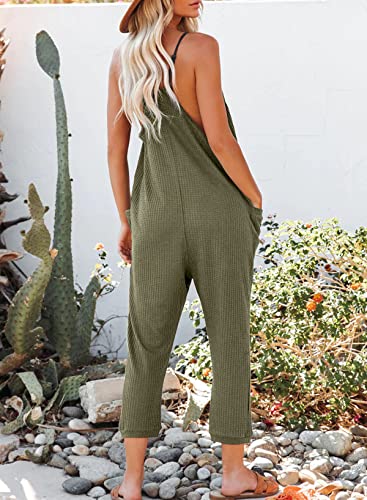 AlvaQ Green Jumpsuit Casual Sleeveless Maternity Clothes Spaghetti Strap Long Pant Rompers One Piece Jumpsuits for Women with Pockets X-Large