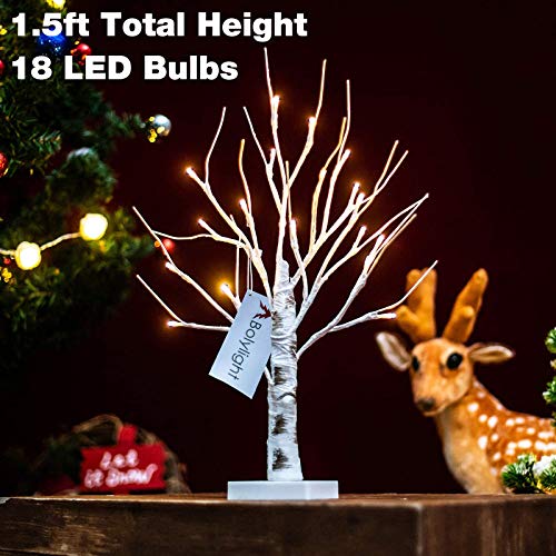 Bolylight Lighted Birch Tree Warm White Light Up Birch Tree Tabletop Small LED Tree Artificial Decorative Branch Tree Lamp for Christmas Holiday Home Party