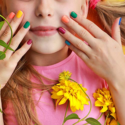 600 Pieces Children False Nails Natural Acrylic Nail Tips for Kids Little Girls Short Full Cover Fake Nails Artificial Fingernail Decoration, 10 Sizes (Clear)