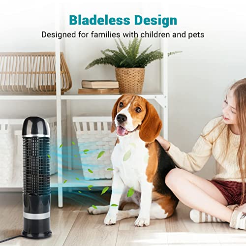 DR.PREPARE Oscillating Tower Fan, Desk Table Fan with 3 Speeds, Quiet Cooling, 60° Oscillation, 16 Inch Personal Small Bladeless for Bedroom Home Office Desktop