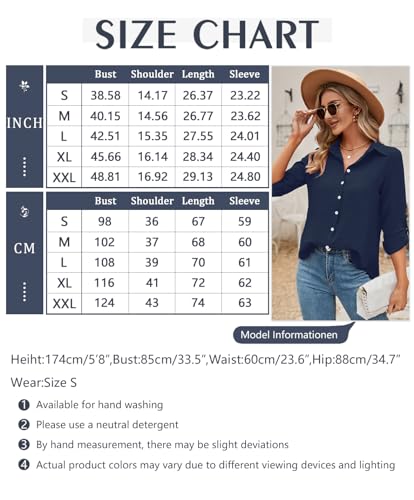 Business Casual Tops for Women,Cute Spring Summer Half Sleeve Button Down Shirts Dressy Casual Curved Hem Blouses Teacher Business Casual Outfits Elegant Wrinkle Free Work Blouses Navy Blue