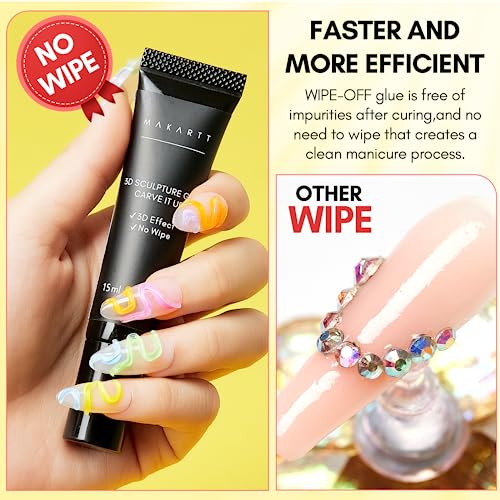 Makartt 15g 3D Nail Gel Sculpting Gel Nail Art Glue for Nail Art Designs DIY Nail Craving 3D Gel Nail Art Polish Painting Drawing Nail molding Gel Sculpture Gel Nail Decoration Manicure Charms Clear