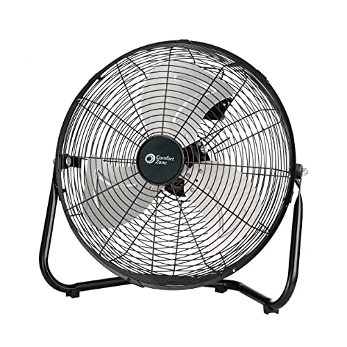 Comfort Zone CZHV12B High Velocity Cradle Fan | 3 Speed, 12 Inch Fan with All Metal Construction, Black