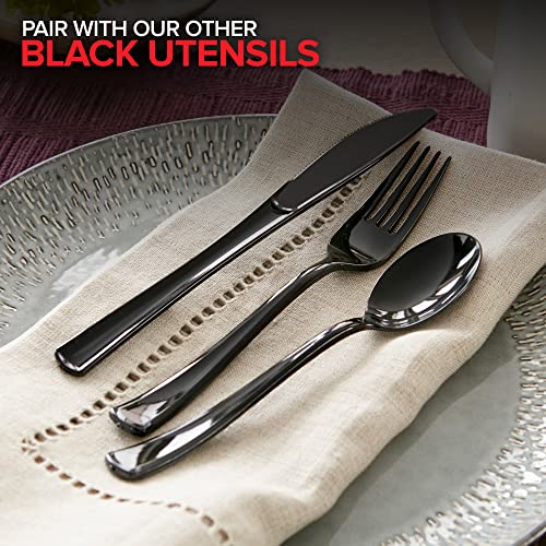 (125-Count) Plastic Forks, Disposable Silverware for Dinner, Heavy Duty Utensils, Heavyweight Party Flatware, Bulk Cutlery in Black - Stock Your Home