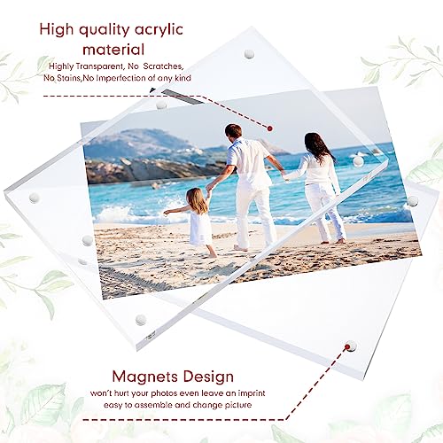 Handepo 20 Pcs Acrylic Picture Frame 4 x 6 Clear Acrylic Photo Frame Magnetic Desktop Display Double Sided Acrylic Frame 20 mm Thickness Freestanding Photo Frames for Bedroom Living Room Home Office