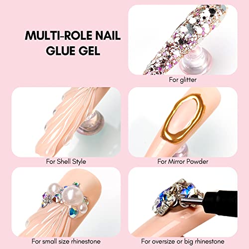 Makartt No Wipe Nail Rhinestone Glue for Nails,Nail Charm Glue Nail Gel Glue for Nail Gems Jewelry Diamonds Nail Accessories Nail Art Nail Supplies Nail Techs for Beginners Super Strong Bling Gel