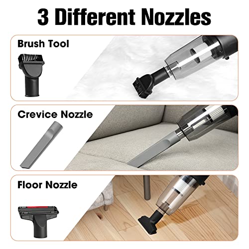 CORROY Cordless Handheld Vacuum Cleaner - Powerful Strong Suction Hand-held Vacuum with Lightweight Design, Portable Hand Vac Rechargeable for Car, Home, Office Cleaning, White