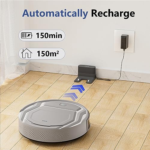 OKP Robot Vacuum Cleaner with 3000Pa Powerful Suction, Wi-Fi/App/Alexa Control, Automatic Self-Charging Robotic Vacuum, Scheduled Cleaning, Slim, Ideal for Pet Hair, Hard-Floor and Carpet