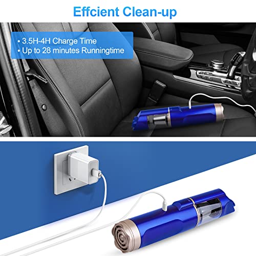 HAPPTWS 16000Pa Cordless Handheld Vacuum Cleaner - USB Rechargeable Car Vacuum for Car, Home, Pet Hair and More - Blue