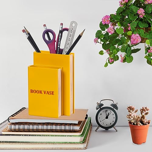 Home Decor Book Shaped Decorative Vase,Resin Vases for Home Decor,nique Home,Bedroom,Office Accent,Bookshelf Unique Vase Book Lover (Yellow)