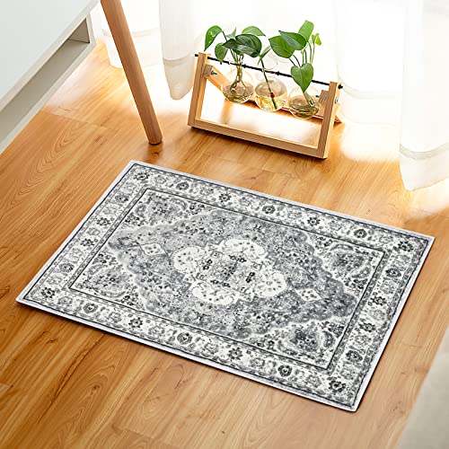 Area Rug 2X3 Door Mat Indoor Entrance Traditional Foldable Rug Soft Fuzzy Persain Pattern Rug Machine Washable Floor Carpet Non Slip Rug for Living Room Bedroom Bathroom Kitchen