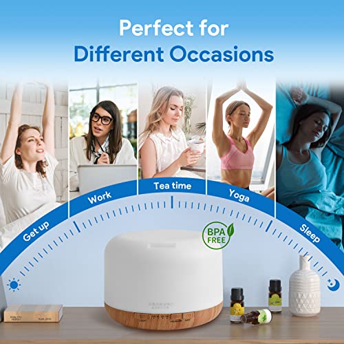 ASAKUKI 500ml Premium, Essential Oil Diffuser with Remote Control, 5 in 1 Ultrasonic Aromatherapy Fragrant Oil Humidifier Vaporizer, Timer and Auto-Off Safety Switch