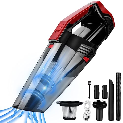 KMM Handheld Vacuum, 9000PA Car Vacuum Cordless Rechargeable, Mini Vacuum with Dual LED Lights, Vacuum Cleaner for Car/Home