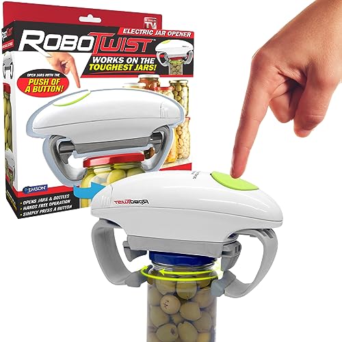 Robotwist Jar Opener, Automatic Jar Opener, Deluxe Model with Improved Torque, Robo Twist Kitchen Gadgets for Home, Electric Handsfree Easy Jar Opener – Works on All Jar Sizes, As Seen on TV