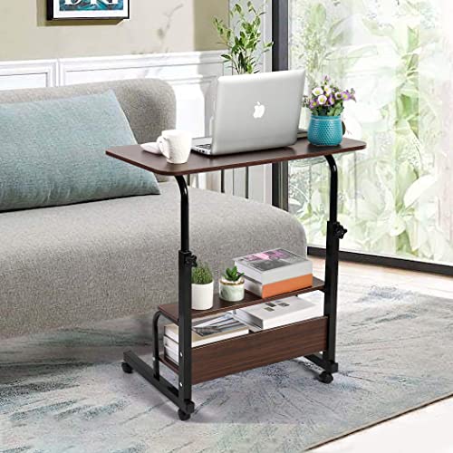 Small Desk for Laptop Small Space Portable Desk Living Room Sofa Bedroom Bedside with Storage Home Office Desk Adjustable Height Desk Removable Home Office Desk Furniture Size 31.5 * 15.7 in Brown A