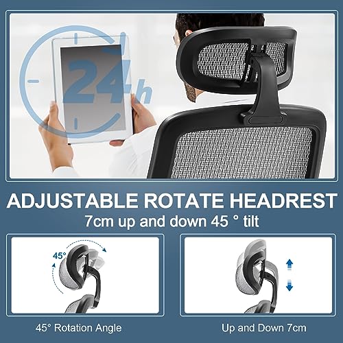 Ergonomic Mesh Office Chair - High Back Mesh Desk Chair with 2D Headrest, Flip-up Armrests, 135°Tilt Function, Comfort Wide Mesh Seat, Swivel Mesh Gaming Chair for Home 350LB