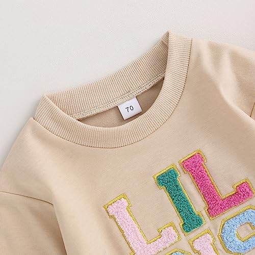 LXXIASHI Big Sister Little Sister Matching Outfits Big Sis Shirt/Lil Sis Onesie Crewneck Sweatshirt Romper Top Sibling Outfits (Apricot-Romper, 0-3 Months)