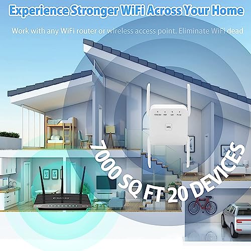 WiFi Extender, 5G 1200Mbps Dual Band WiFi Extenders Signal Booster for Home, Device Servers WiFi Booster Covers Up to 7000 Sq.ft and 20 Devices