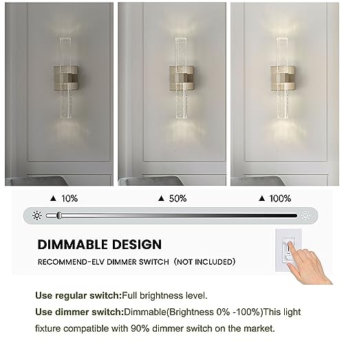 OYLYW Dimmable Bathroom Vanity Light fixtures Over Mirror Set of 2 Modern led Brushed Nickel Wall lamp Bubble Glass sconces Wall Lighting for Bathroom Bedroom Bedside Hallway