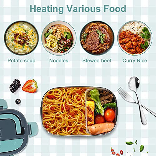 Herrfilk Electric Lunch Box Food Warmer Portable Food Heater for Car & Home - Leak proof, Lunch Heating Microwave for Truckers with Removable Stainless Steel Container 1.5 L, 110V/12V[Upgraded]