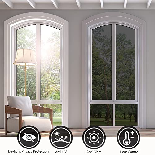 KESPEN Window Film One Way Daytime Privacy Static Cling Sun Blocking Anti UV Reflective Window Tint for Home and Office, Black-Silver, 29.5 Inch X 13.1 Feet