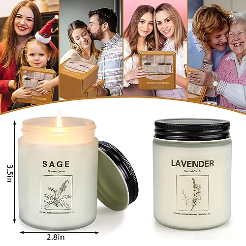 4 Pack Candles for Home Scented, Lavender Scented Candles 28 Oz Sage Candles for Cleansing House Negative Energy 200 Hour Long Lasting Aromatherapy Candles Gifts for Women Christmas Birthday