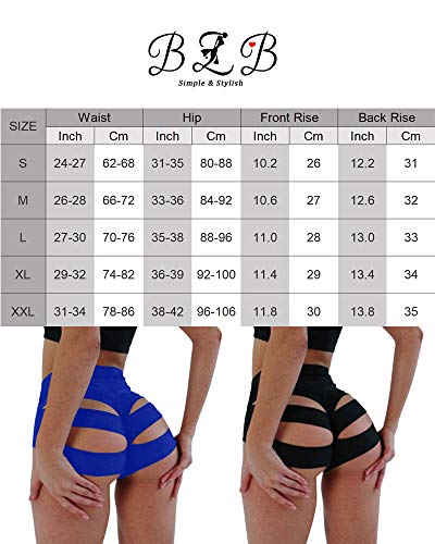 BZB Women's Yoga Shorts Cut Out Scrunch Booty Hot Pants High Waist Gym Workout Active Butt Lifting Sports Leggings (Black,X-Large)