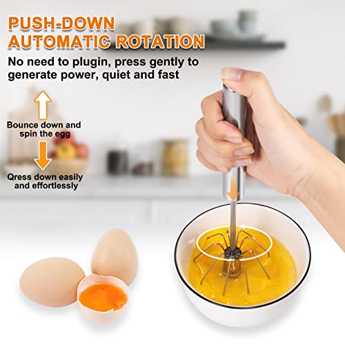 Hand Push Whisk, Semi-Automatic Egg Whisk, 12 Inch Stainless Steel Egg Whisk For Home Blending, Whisking, Beating, Stirring