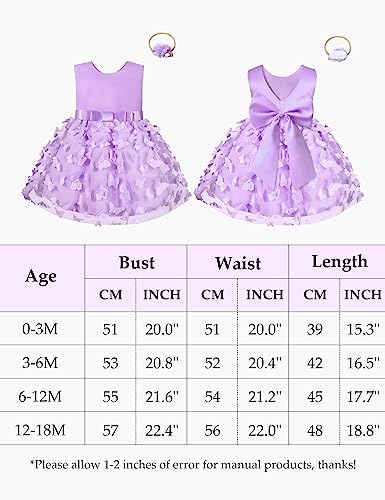 Qaoerde Baby Flower Girl Dresses 1/2 Birthday Outfit Girl Flower Girl Dress for Wedding Birthday Baptism Special Occasion Dress Violet