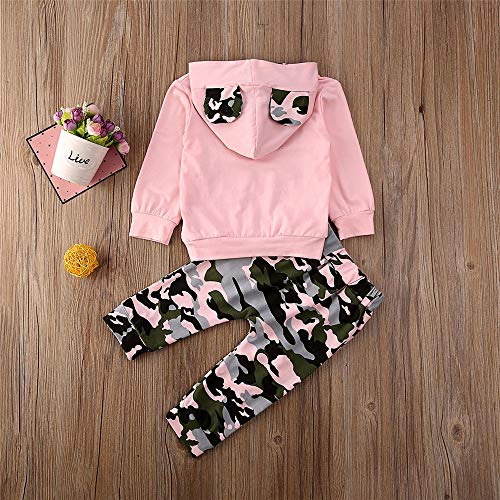 FYBITBO Toddler Baby Girl Fall Winter Clothes Mamas Bestie Hoodie Sweatshirt Tops & Camo Pants Outfits Clothing Sets (Pink Camo, 18-24 Months)