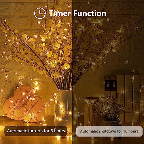 4-Pack Fairy Lights Battery Operated with Timer, Waterproof 16FT 50 LED String Lights Outdoor Indoor, Twinkle Lights for Bedroom Home DIY Wedding Birthday Christmas Parties Centerpiece (Warm White)