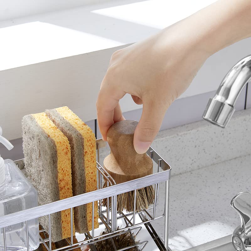 Alta by AuggieChino 304 Stainless Steel Sink Caddy, Sponge Holder, Stainless Steel tray, Kitchen Counter Organizer