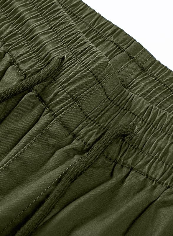 JMIERR Work Pants for Men Casual Cargo Pants Stretch Elastic Waist Relaxed Fit Drawstring Pants Tactical Joggers Sweatpants with Zipper Pockets,US 40(2XL),B Green