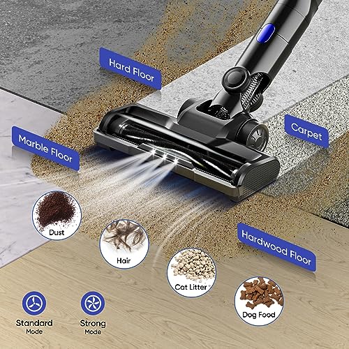 BUSYBUDY Cordless Vacuum Cleaner, 6 in 1 Lightweight Stick Vacuum Cleaner with 20Kpa Powerful Suction 30 Min Runtime Detachable Battery Wireless Handheld Vac for Home Pet Hair Hardwood Floor Carpet